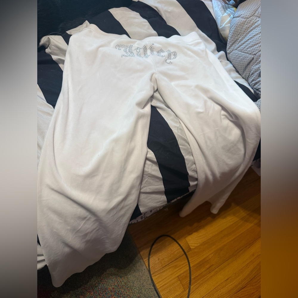 Juicy Couture velour White and silver rhinestone small trackpants  pants